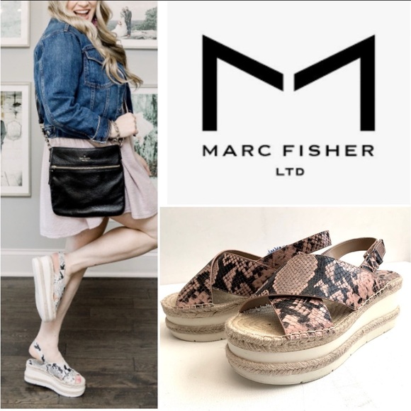 Marc Fisher Platform Wedge Espadrilles Sandals sz 8 - Picture 1 of 15